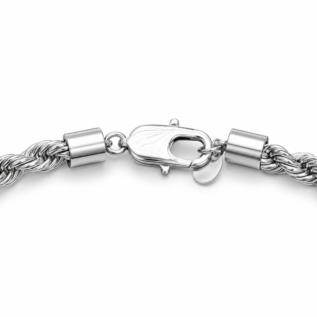 Rope Bracelet (Silver) Rhodium - 6 mm