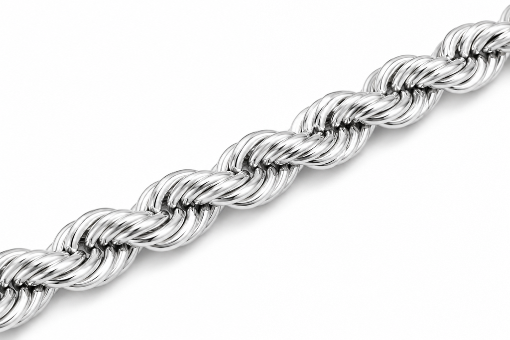 Rope Bracelet (Silver) Rhodium - 6 mm