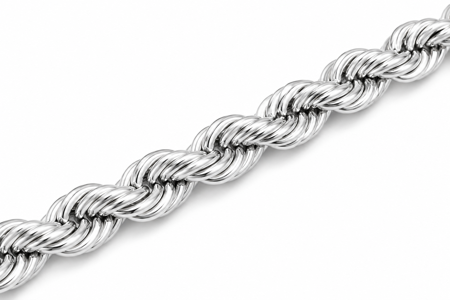 Rope Bracelet (Silver) Rhodium - 6 mm