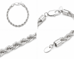 Rope Bracelet (Silver) Rhodium - 6 mm
