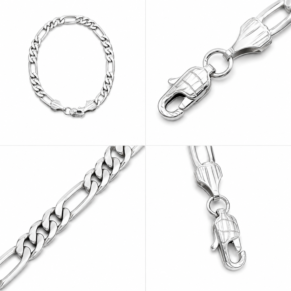 Figaro Bracelet (Silver) Rhodium - 5 mm