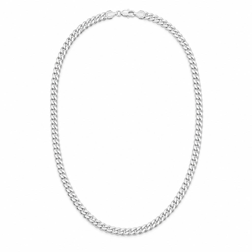 Cuban Link Chain (Silver) Rhodium - 5 mm