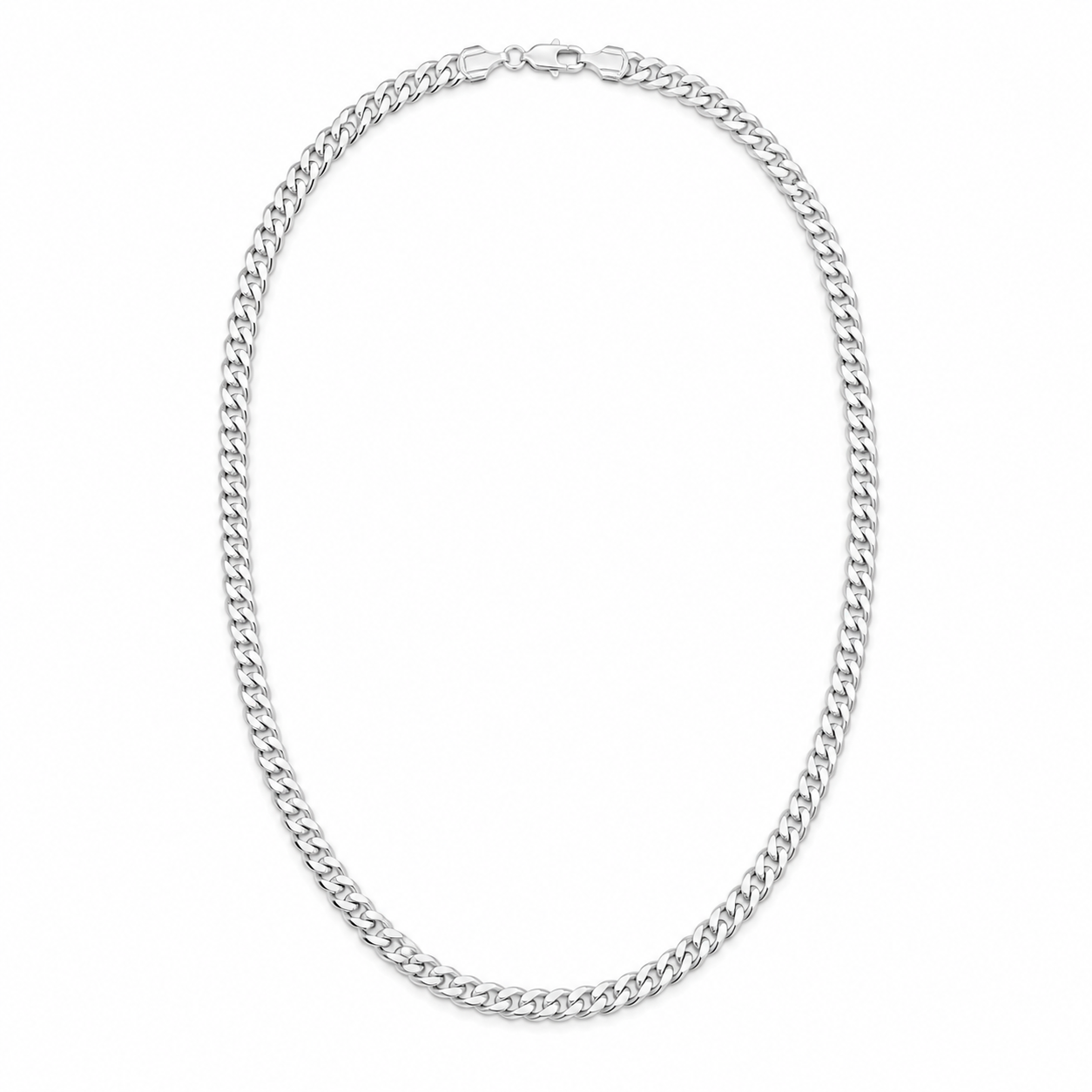Cuban Link Chain (Silver) Rhodium - 5 mm