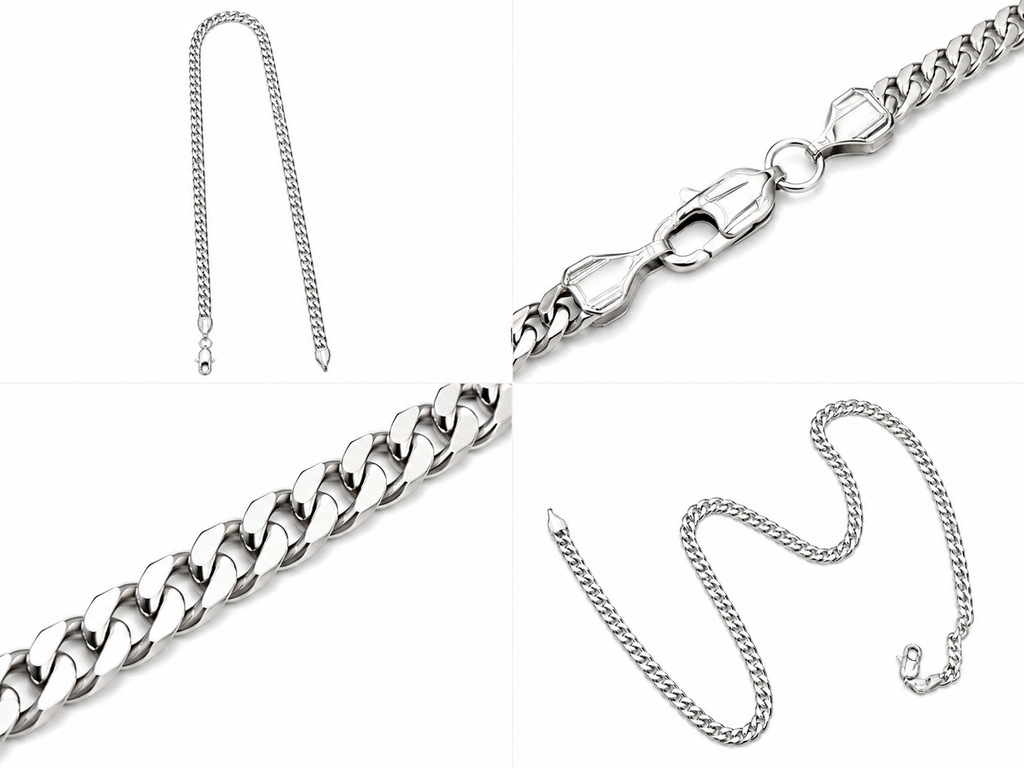 Cuban Link Chain (Silver) Rhodium - 5 mm