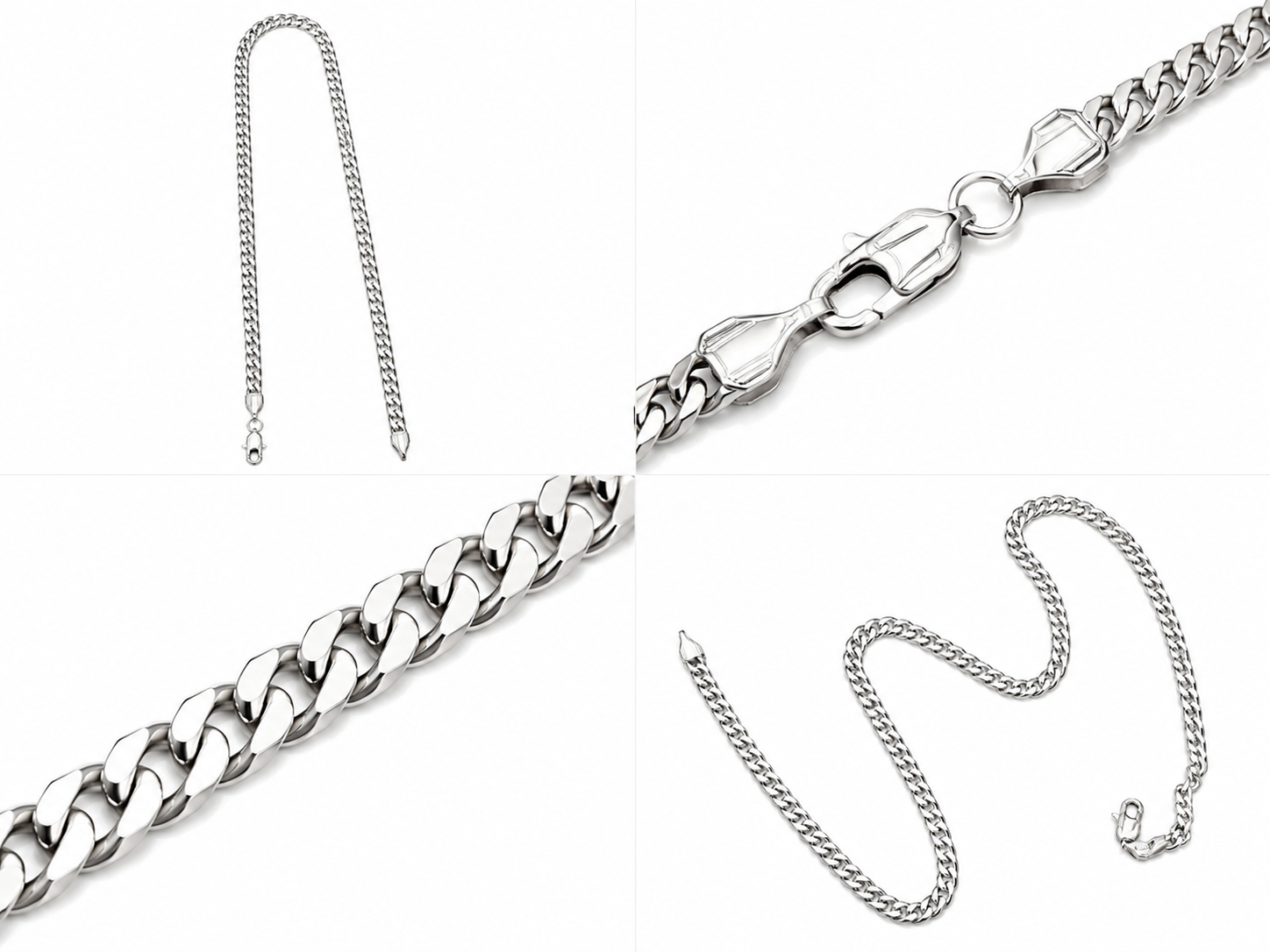 Cuban Link Chain (Silver) Rhodium - 5 mm