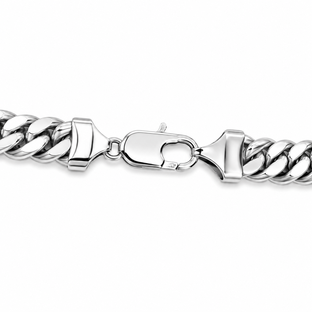 Cuban Link Chain (Silver) Rhodium - 10 mm