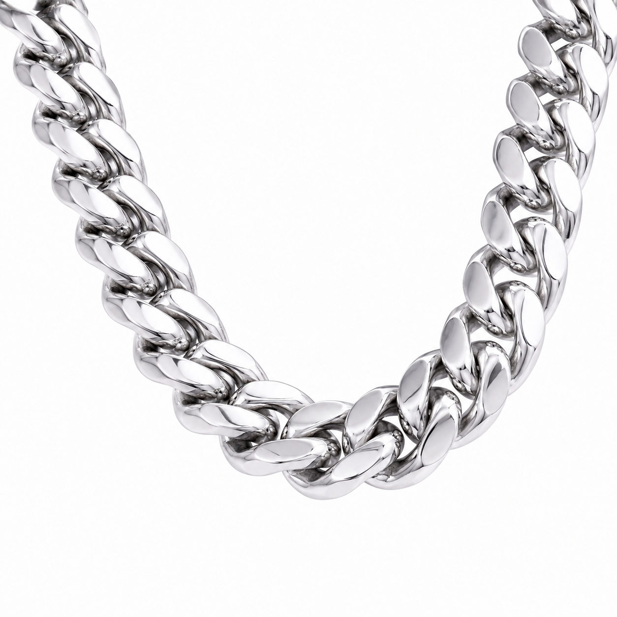 Cuban Link Chain (Silver) Rhodium - 10 mm