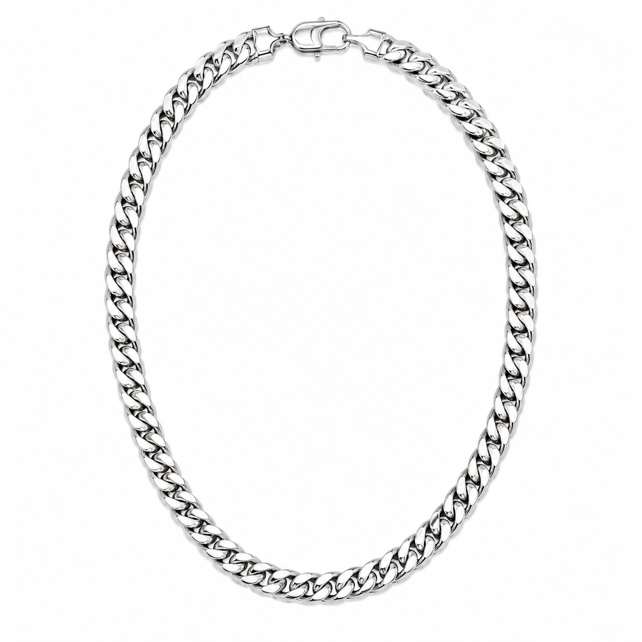 Cuban Link Chain (Silver) Rhodium - 10 mm