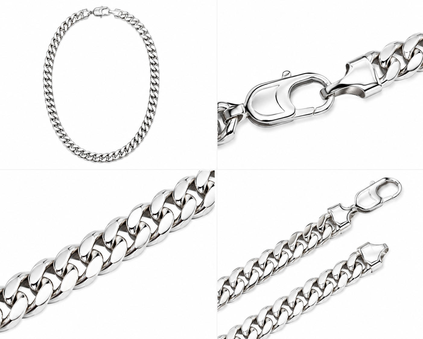 Cuban Link Chain (Silver) Rhodium - 10 mm