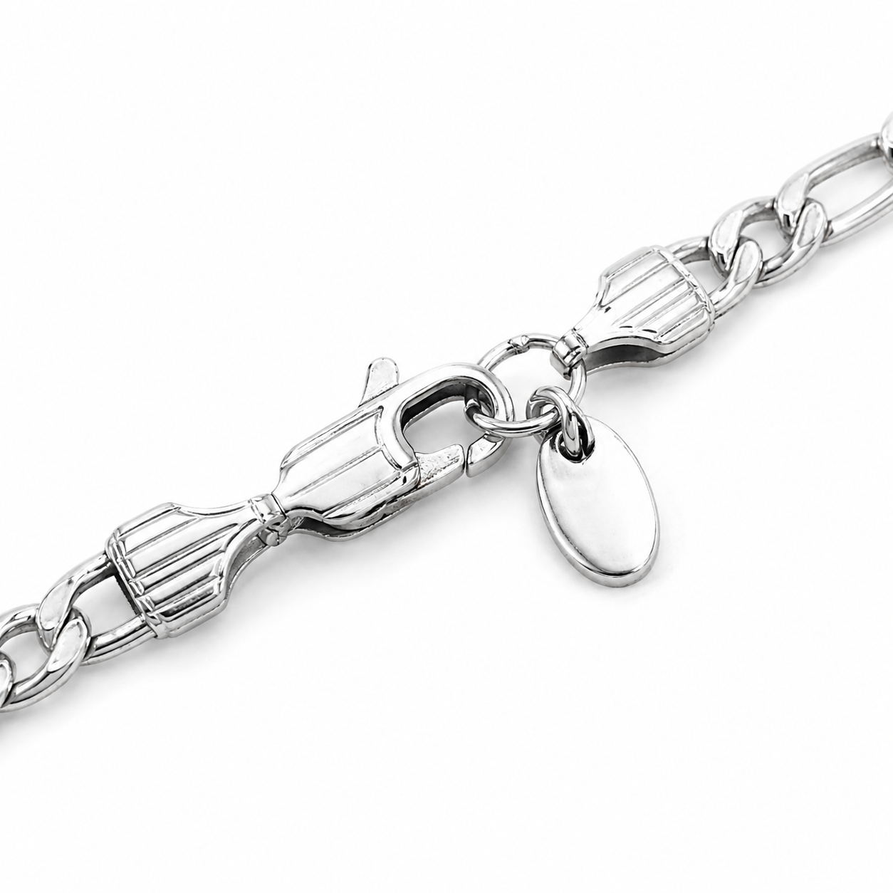 Figaro Chain (Silver) Rhodium - 5 mm