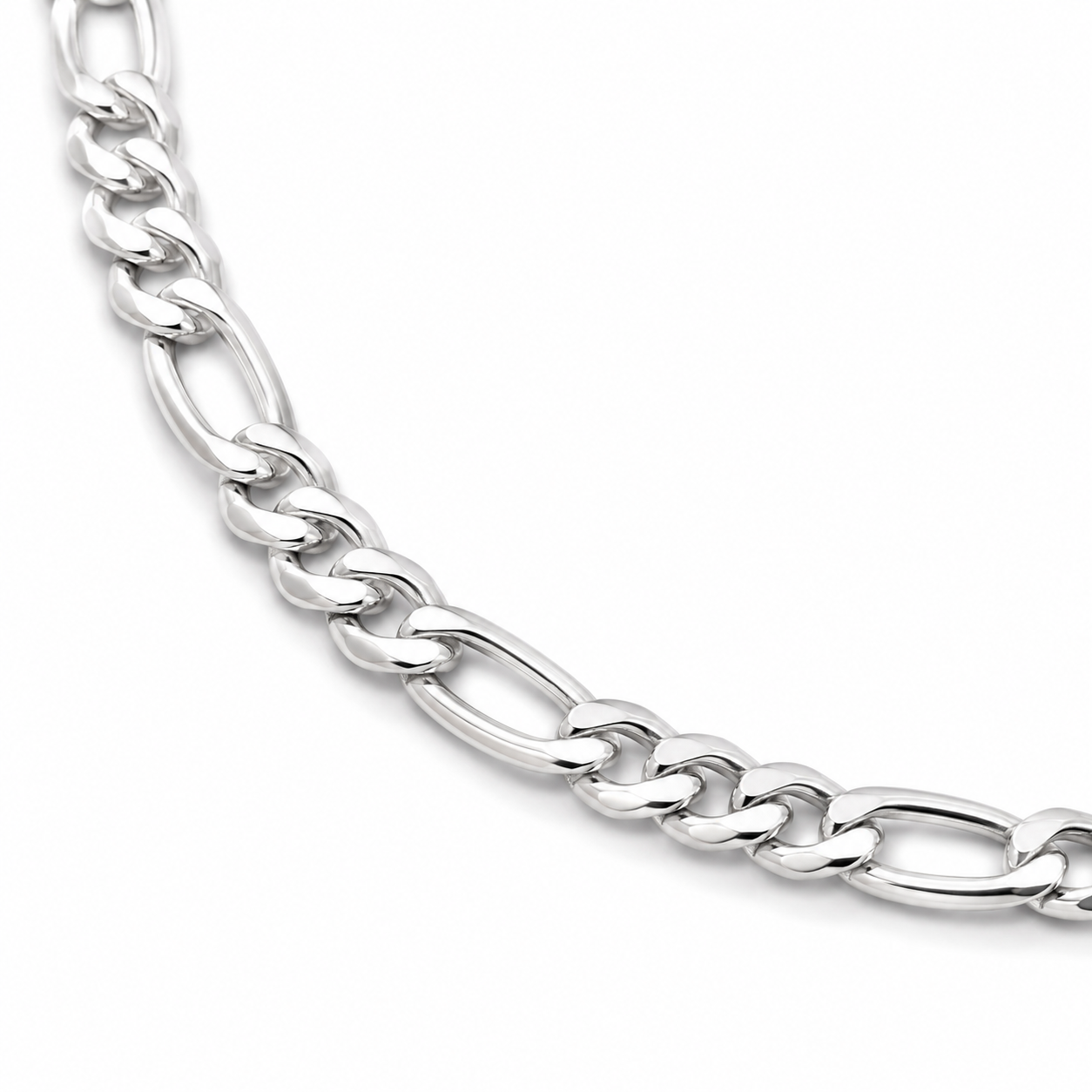 Figaro Chain (Silver) Rhodium - 5 mm