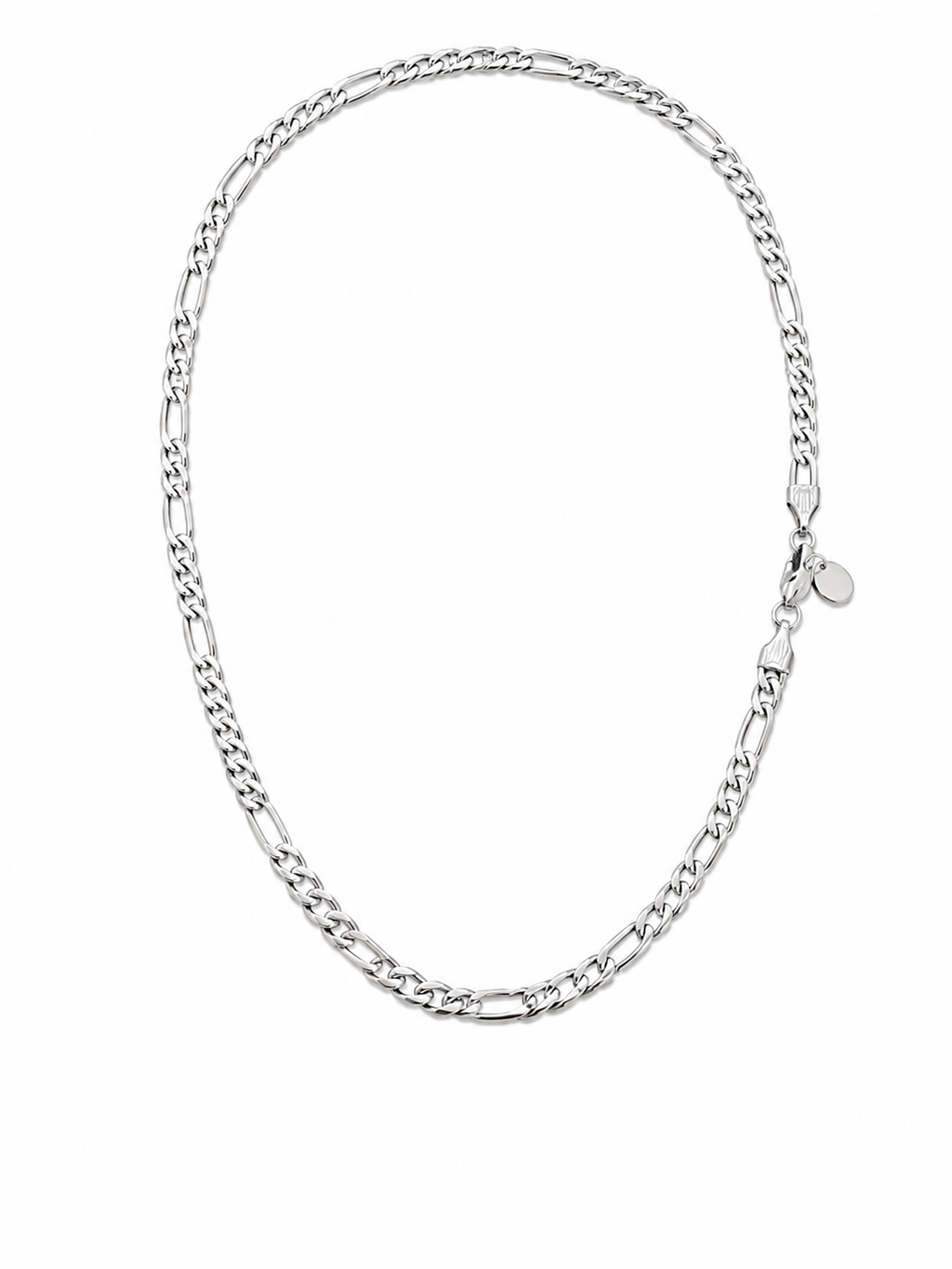 Figaro Chain (Silver) Rhodium - 5 mm