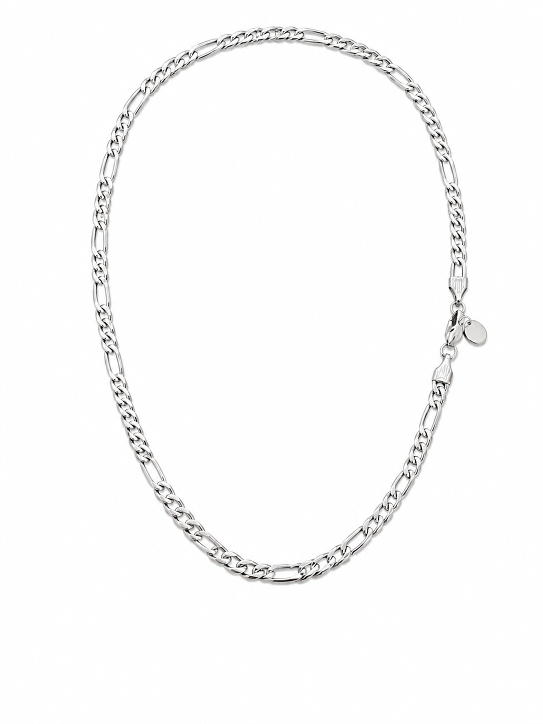 Figaro Chain (Silver) Rhodium - 5 mm