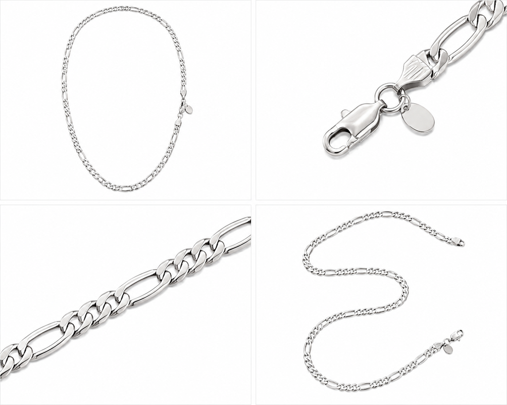 Figaro Chain (Silver) Rhodium - 5 mm