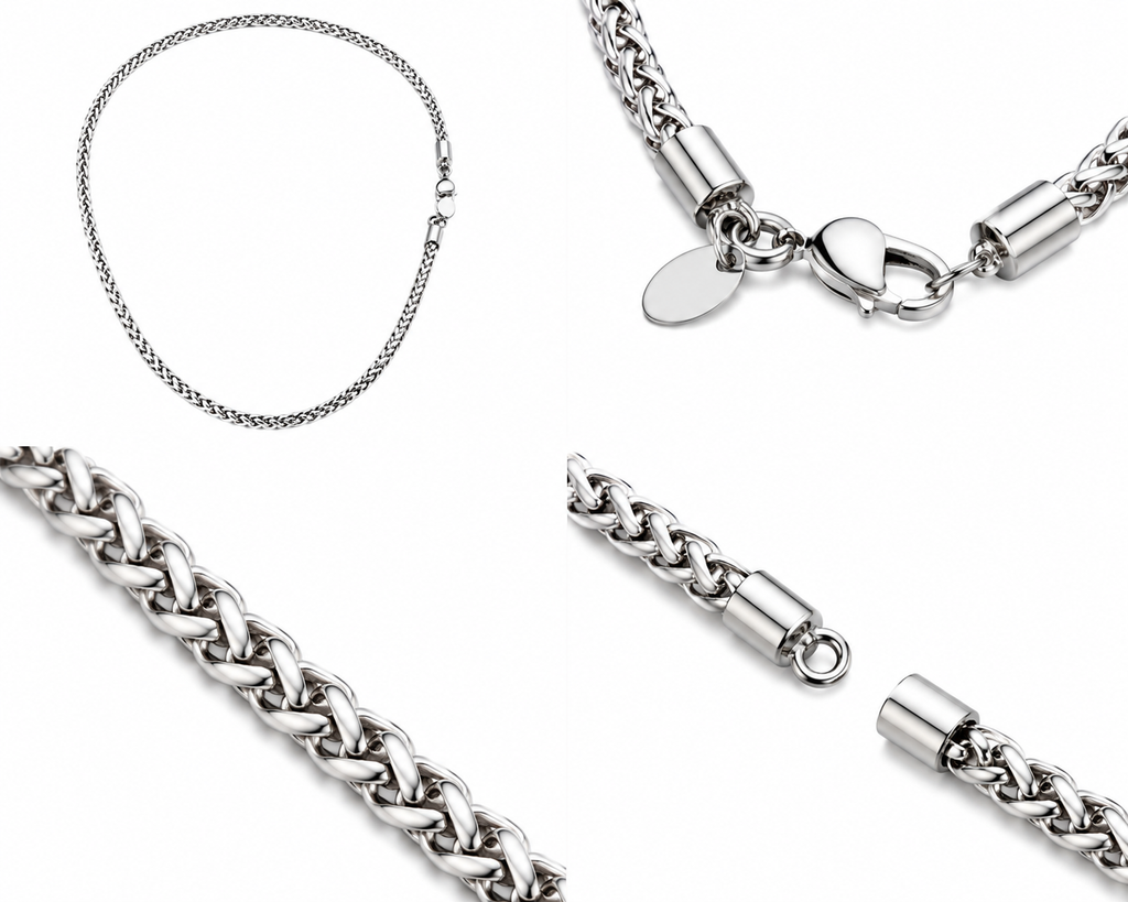 Wheat Chain (Silver) Rhodium - 4 mm