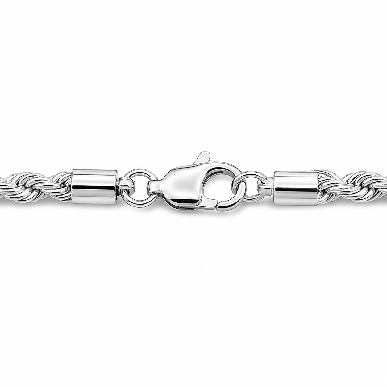 Rope Chain (Silver) Rhodium - 4 mm