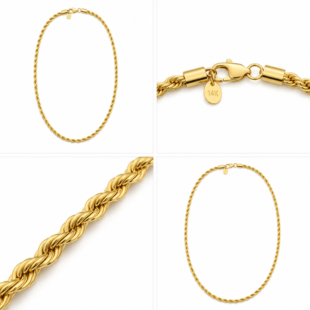 Rope Chain (Gold 14K) - 4 mm