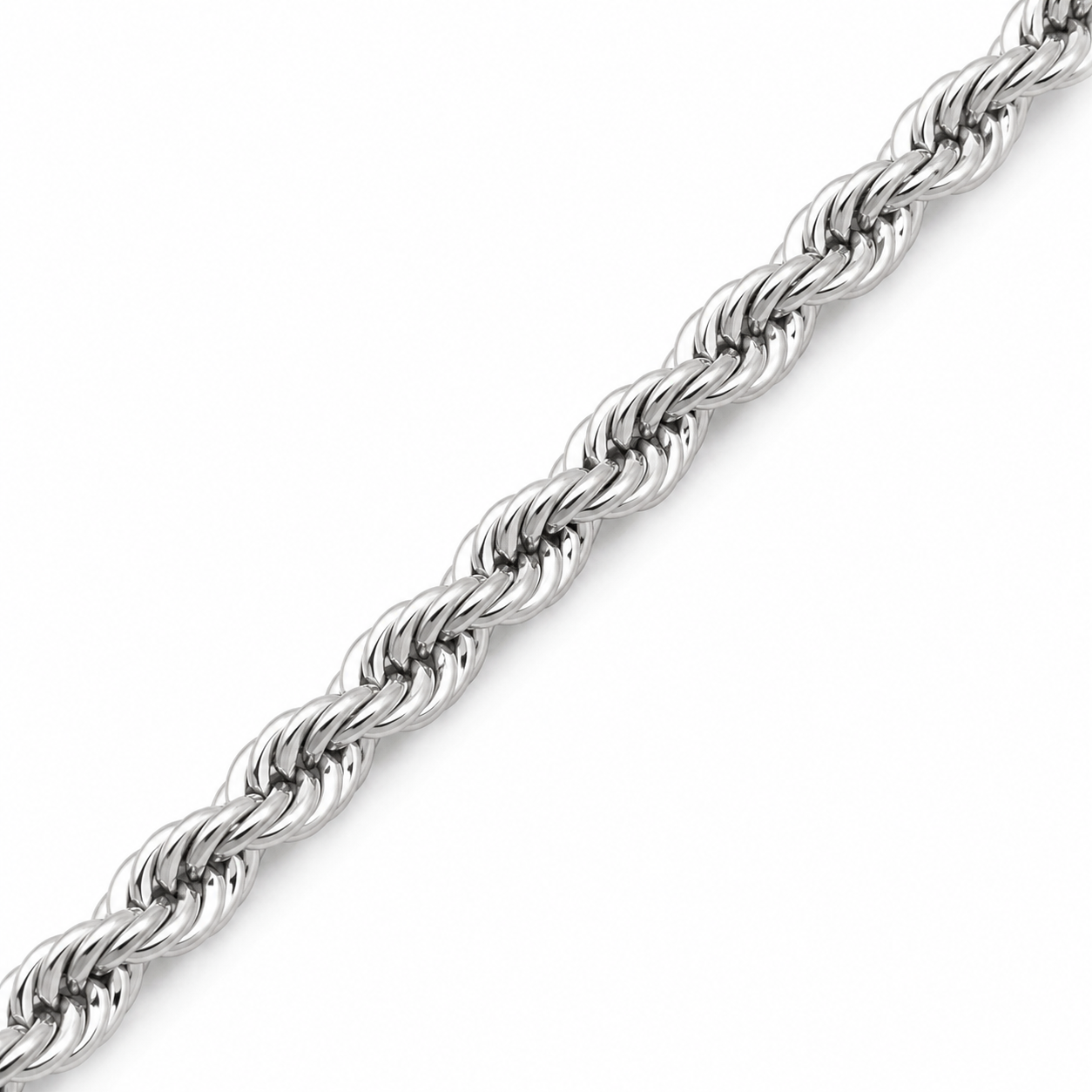 Rope Chain (Silver) Rhodium - 4 mm