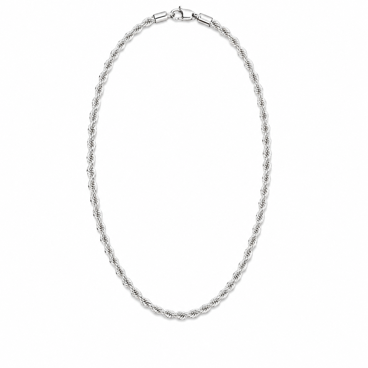 Rope Chain (Silver) Rhodium - 4 mm